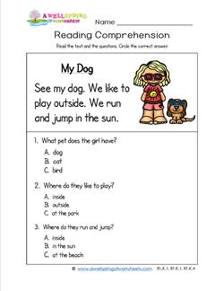 worksheet for kindergarten reading