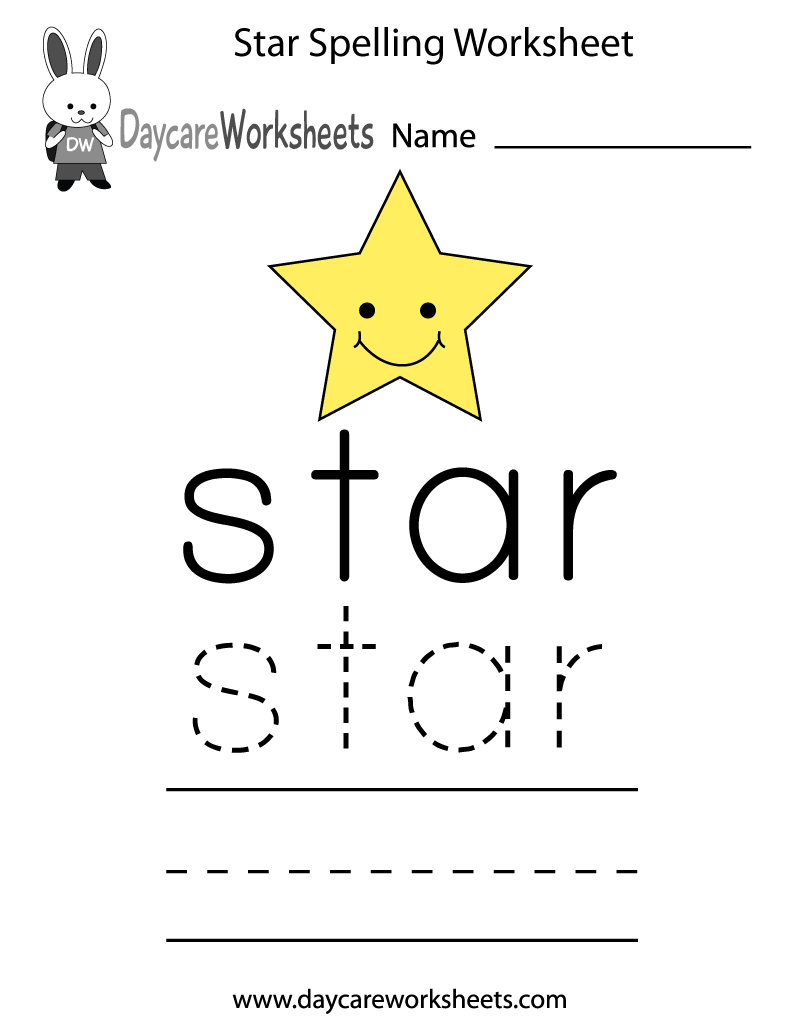worksheet for kindergarten spelling