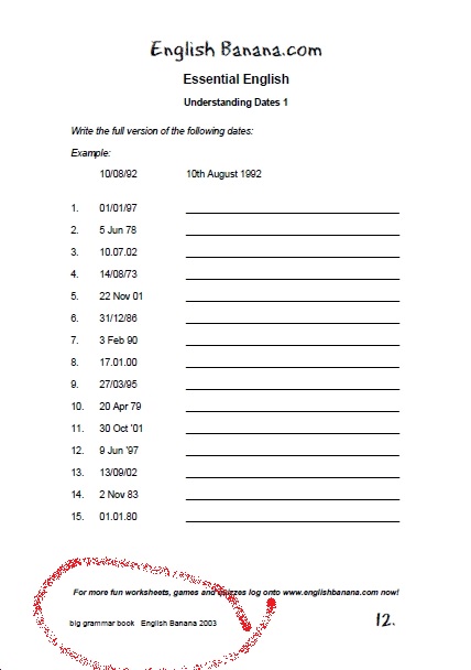 worksheet for learning english
