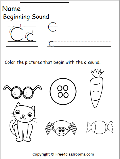 worksheet for letter c