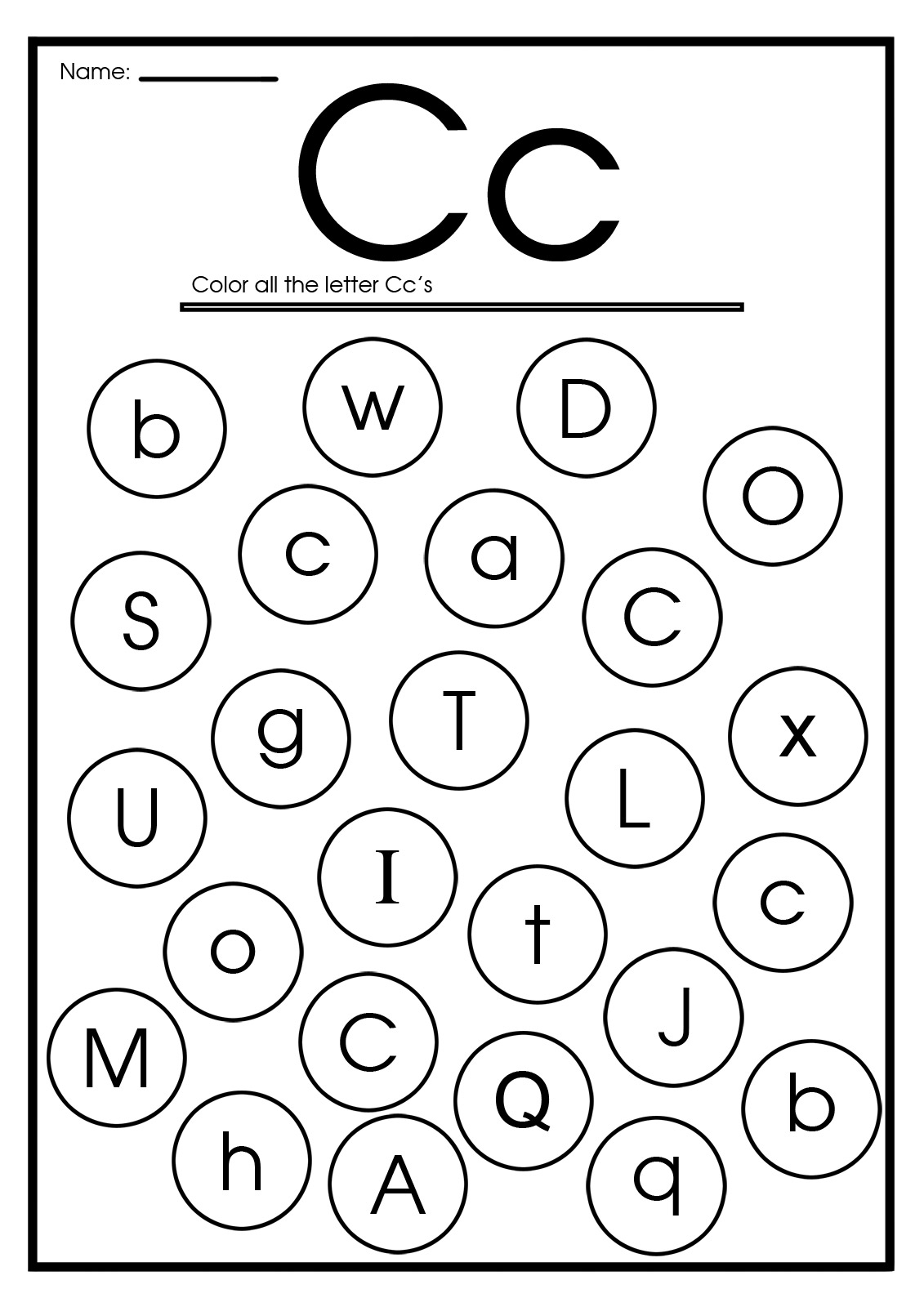 worksheet for letter c