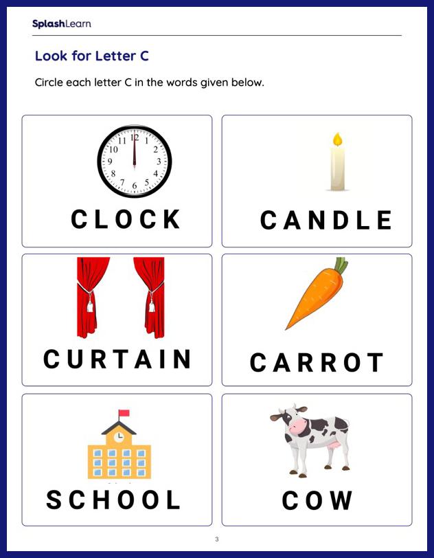 Look for Letter C - ELA Worksheets - SplashLearn