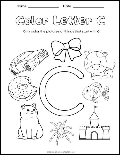 worksheet for letter c