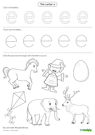 Letter e Worksheet 1