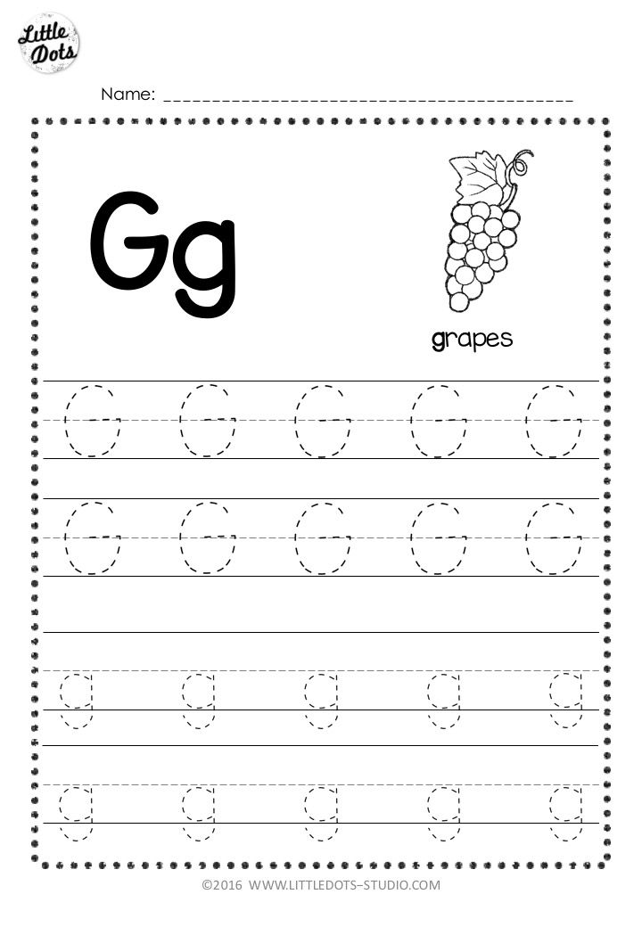 worksheet for letter g