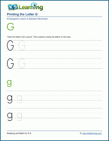Printing the Letter G g | Worsheets library