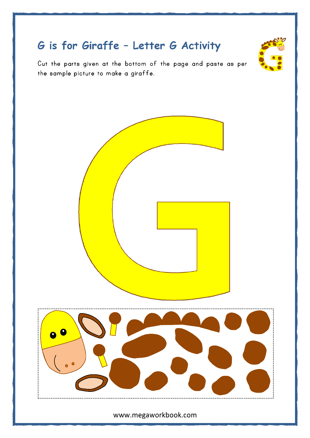 worksheet for letter g