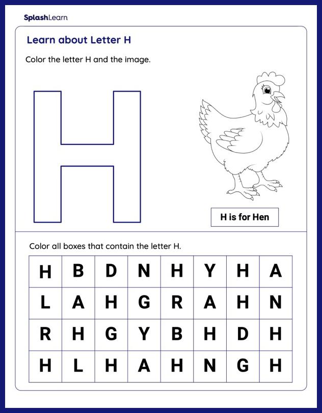 Learn About Letter H - ELA Worksheets - SplashLearn