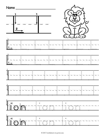 worksheet for letter l