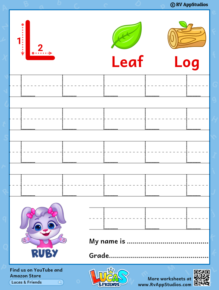 Capital Letter L Tracing Worksheet | Trace Uppercase Letter L