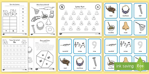 worksheet for letter n