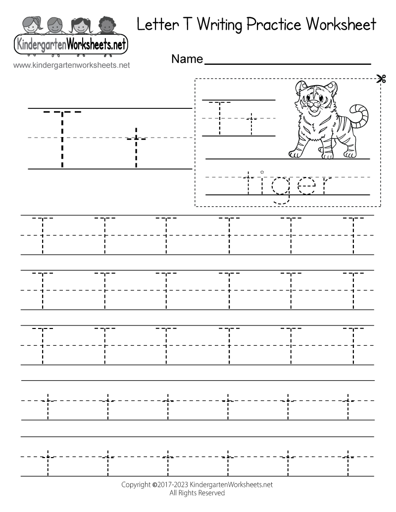 worksheet for letter t