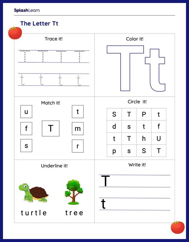 worksheet for letter t