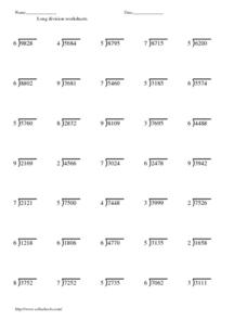 worksheet for long division