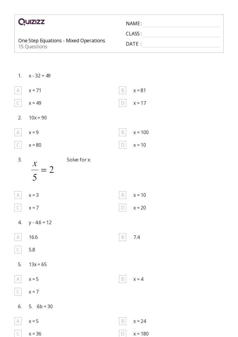 50+ Math worksheets for 6th Grade on Quizizz | Free &  Printable