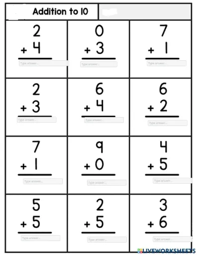 worksheet for math grade 1