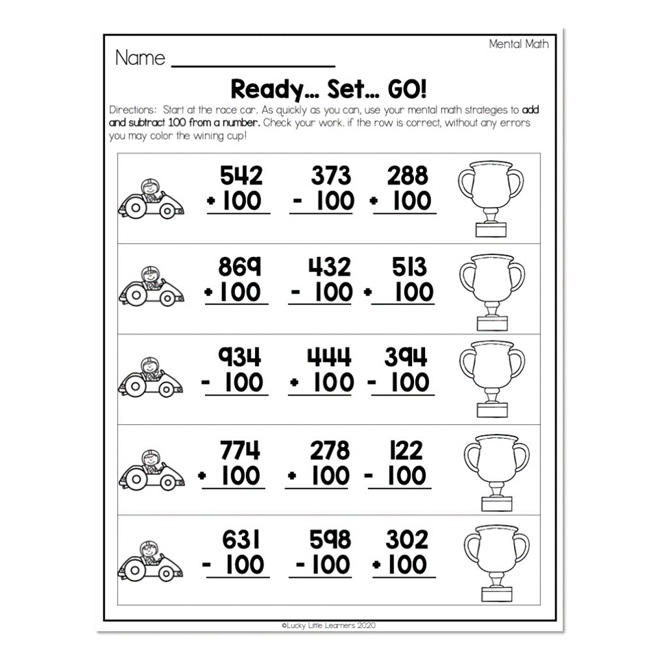 2nd Grade Math Worksheets - Place Value - Mental Math - Ready ...
