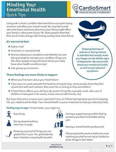 Minding Your Emotional Health - Worksheet | CardioSmart - American ...