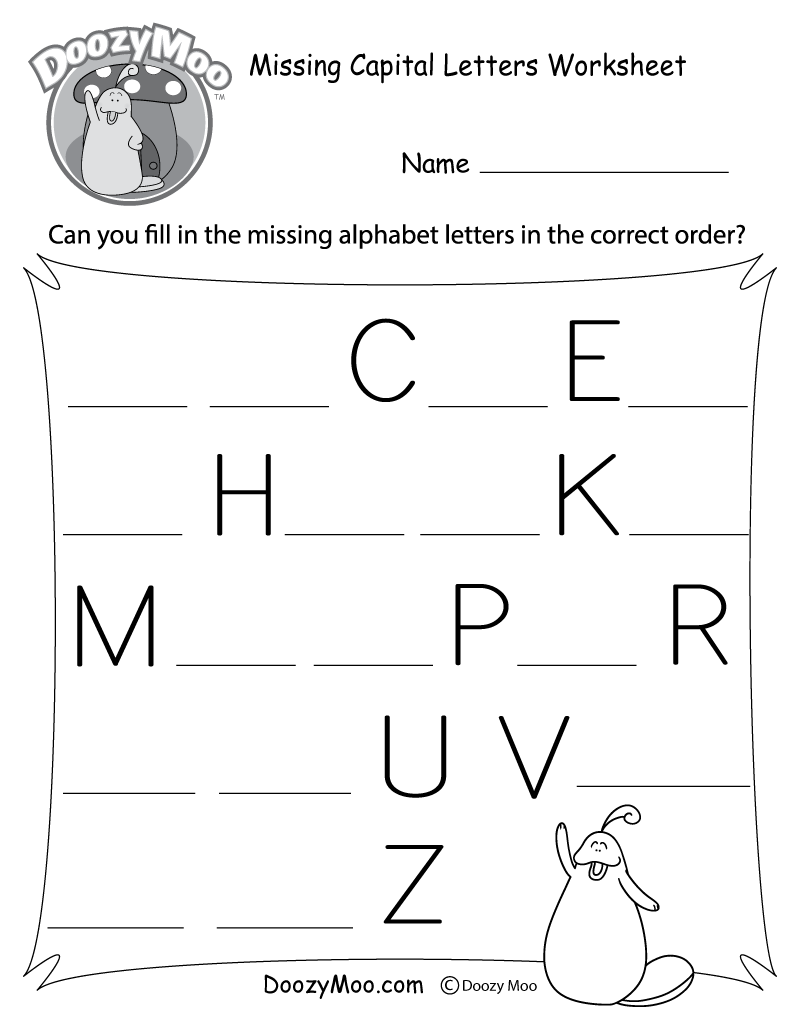 Missing Letter Worksheets (Free Printables) - Doozy Moo