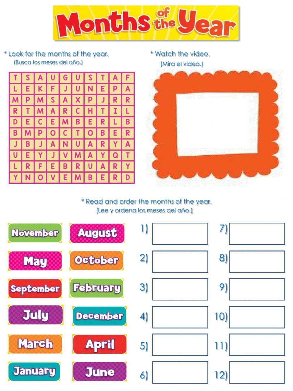 Months of the year online activity for primaria  