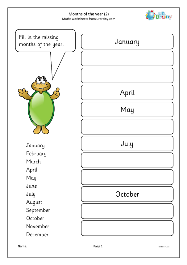Months of the year (2) - Time worksheets for Year 1 (age 5-6) by ...