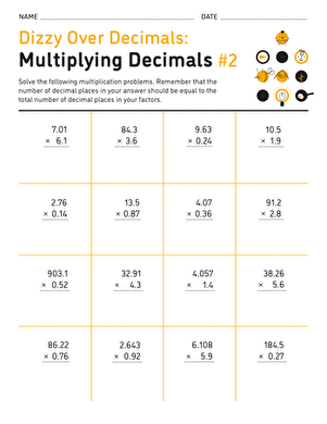 Dizzy Over Decimals: Multiplying Decimals #2 | Interactive ...