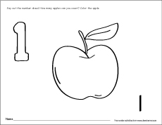 Number One writing, counting and recognition printable worksheets ...