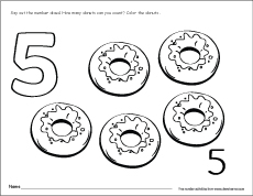 Number five writing, counting and recognition activities for children