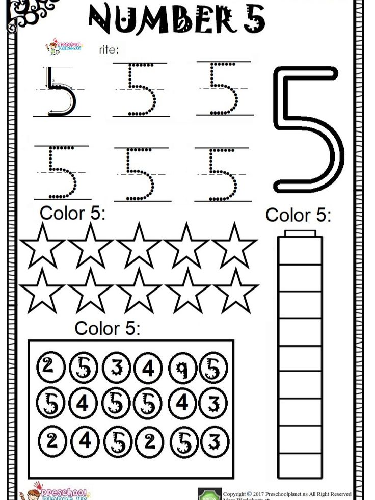 Number 5 Worksheet pdf | Tracing worksheets preschool, Numbers ...