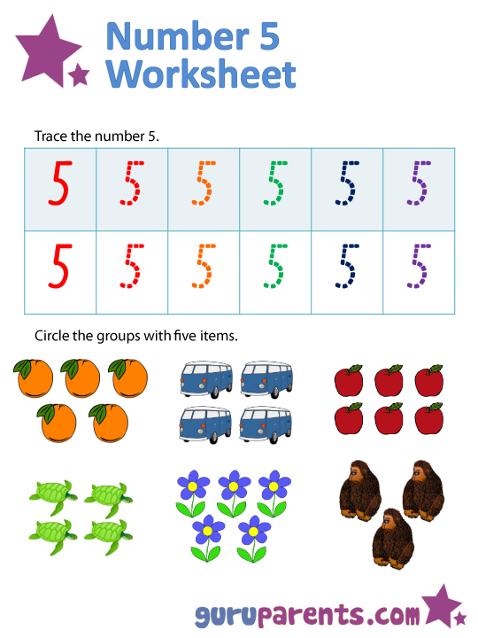 Number 5 Worksheets | Numbers preschool, Worksheets, Kindergarten ...