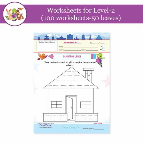 Purple Turtle Preschool Worksheets for LKG - English, Maths &  EVS ...