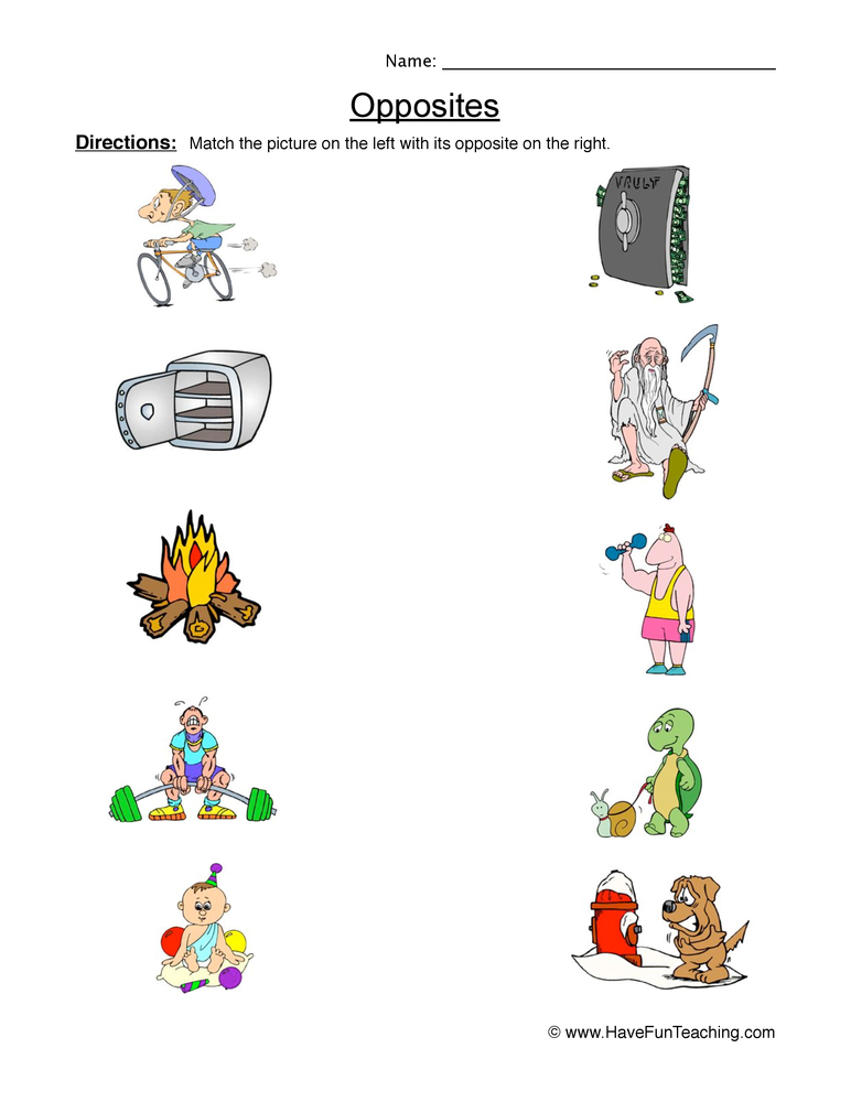 Opposites Matching Worksheet  