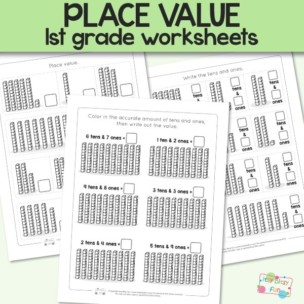 Place Value Worksheets for 1st Grade - Itsy Bitsy Fun