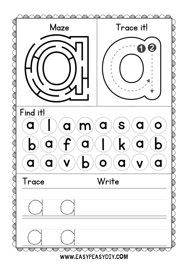 Free Educational Worksheets (Pre-K &  K) - Easy-Peasy DIY