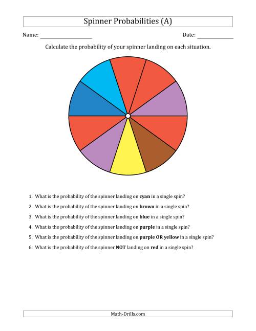 Non-Numerical Spinners with Colors (10 Sections) (A)