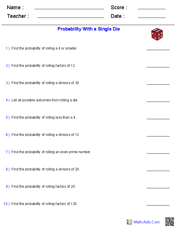 worksheet for probability