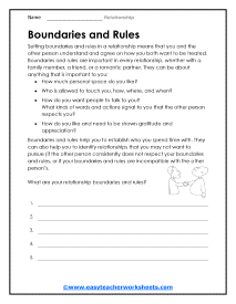 Relationship Worksheets