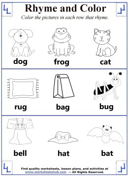 worksheet for rhyming words