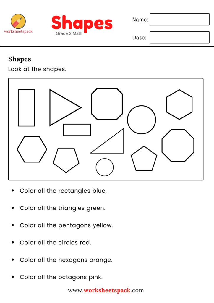 Second Grade Shapes Worksheet - worksheetspack