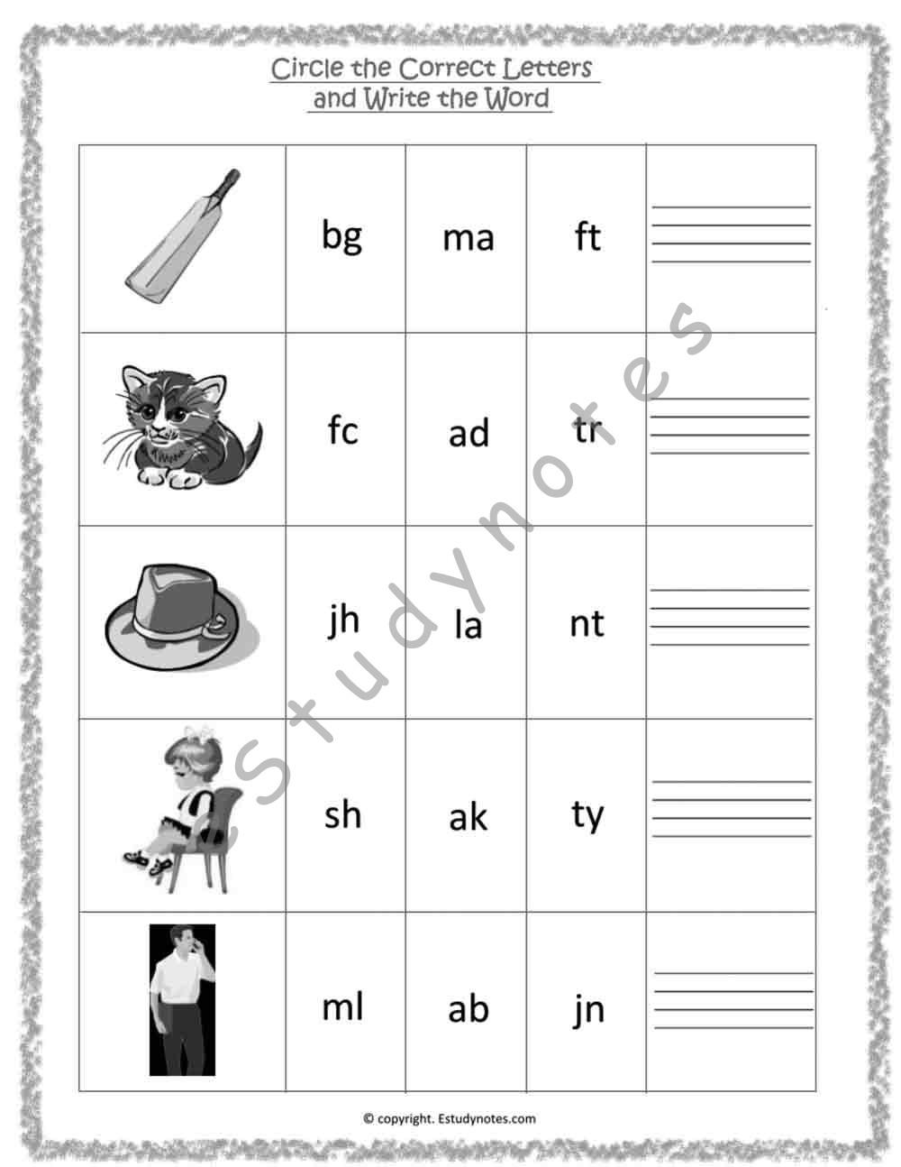 worksheet for senior