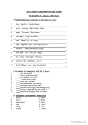 43 Sentence structure English ESL worksheets pdf &  doc