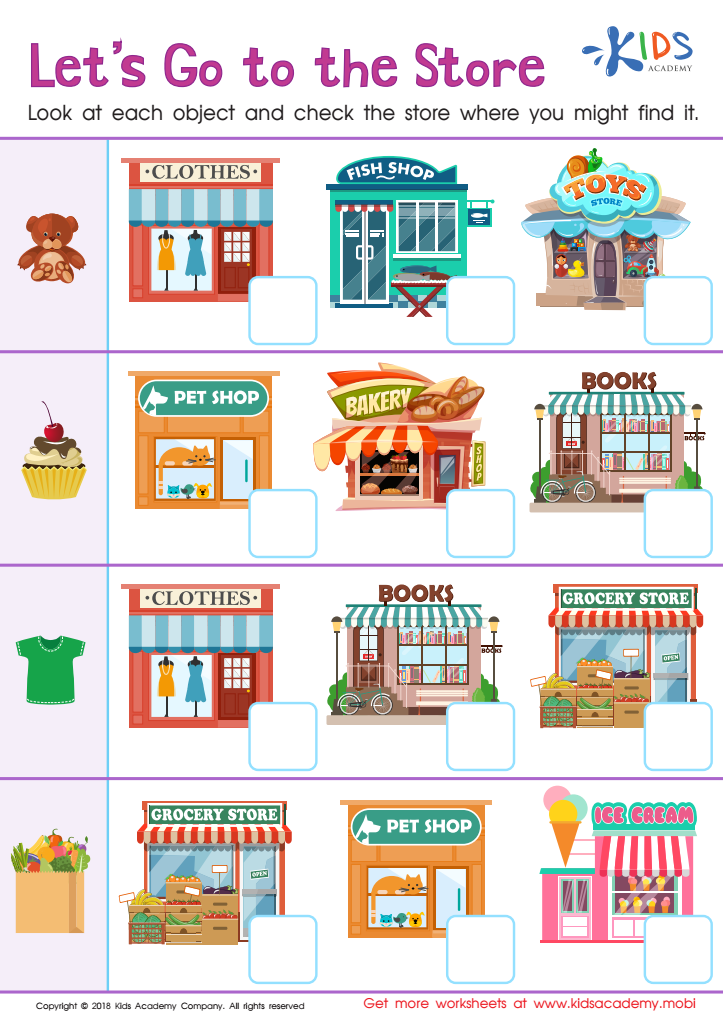 Lets Go to the Store! Worksheet: Free Printable PDF for Kids