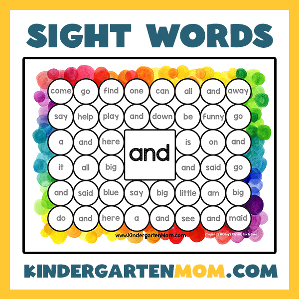 Free Sight Word Printables: Dab n Dot - Kindergarten Mom