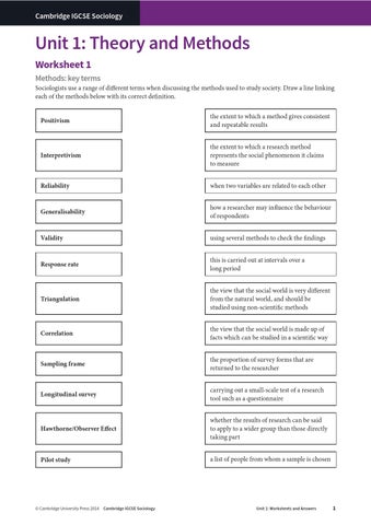 worksheet for sociology