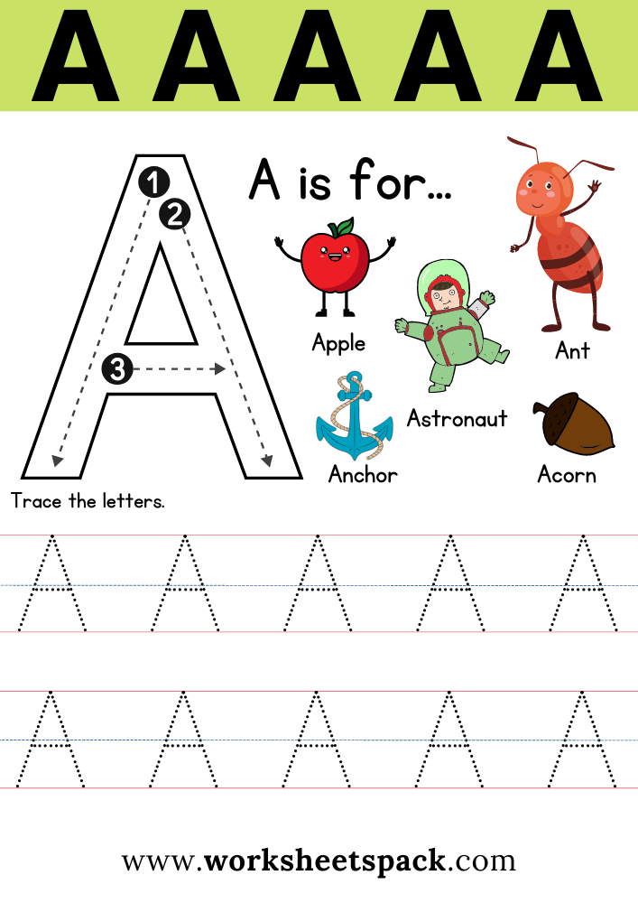 worksheet for the letter a