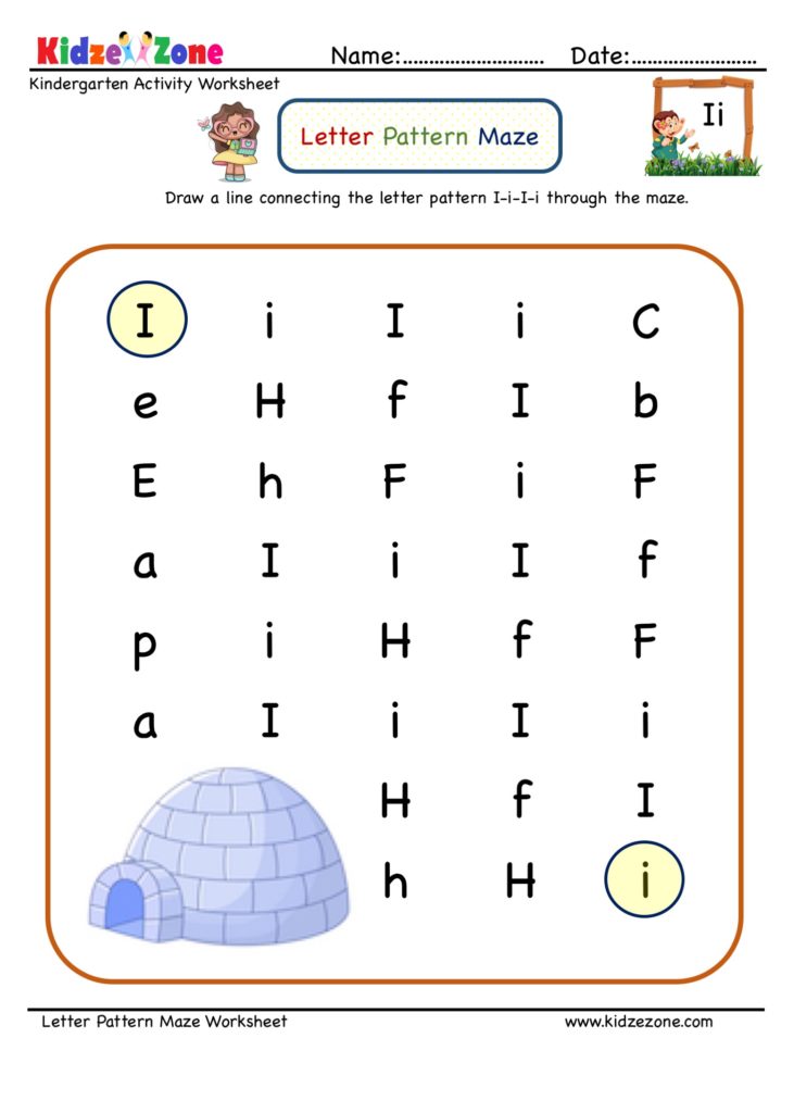 Letter I Maze Worksheet - KidzeZone