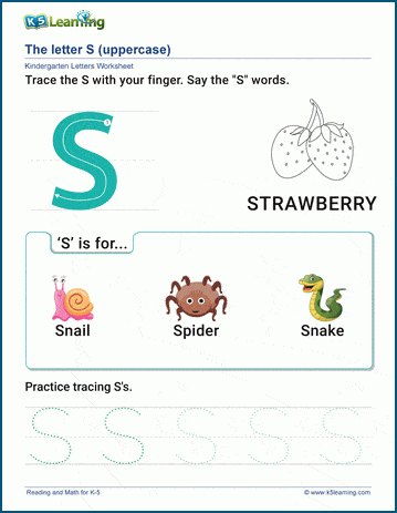 worksheet for the letter s