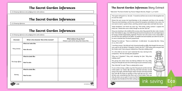 The Secret Garden Inferences Worksheet / Worksheets 