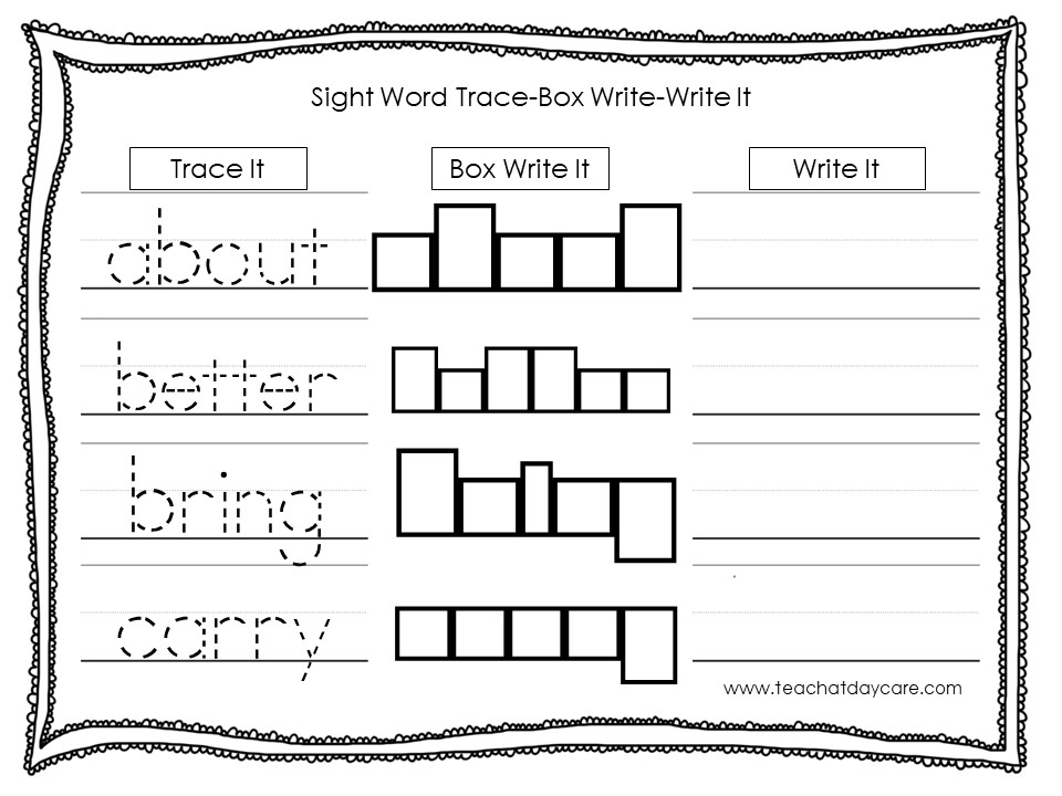 Dolch 3rd Grade Trace and Box Write Worksheets. | Made By Teachers