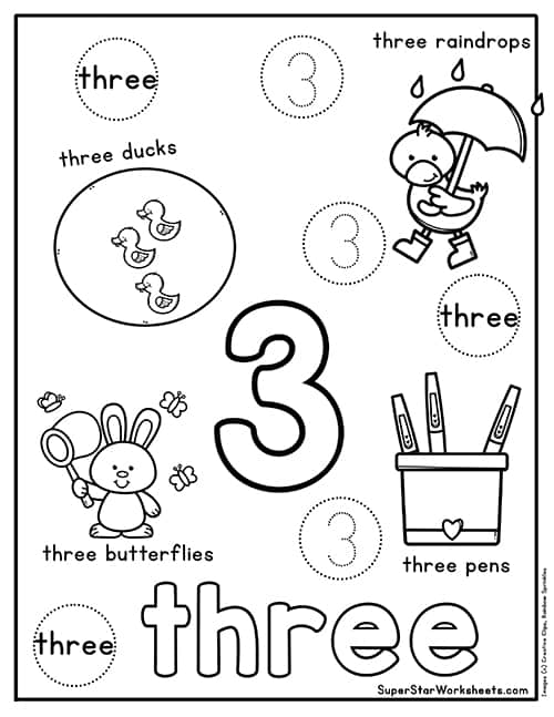worksheet for three year olds
